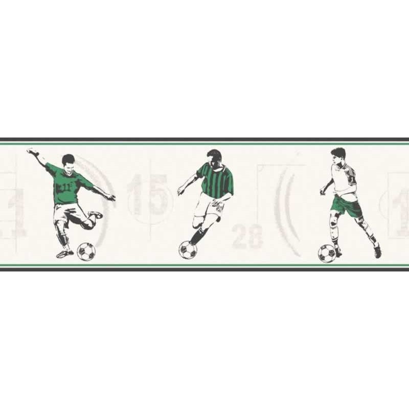 Buy Football Green Border FDDLB50091 Stone Kids Wallpaper Direct