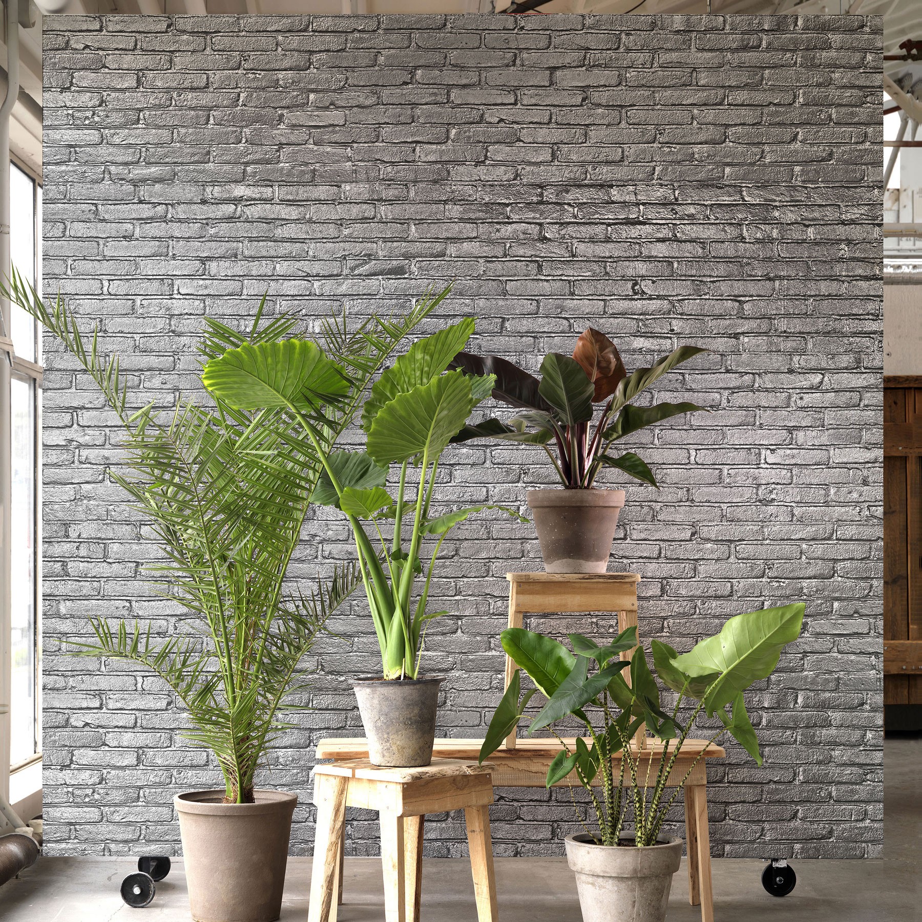 Grey Brick Wallpaper Silver Grey Brick Effect Wallpaper