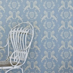 Heraldic Lion Wedgewood Blue Wallpaper