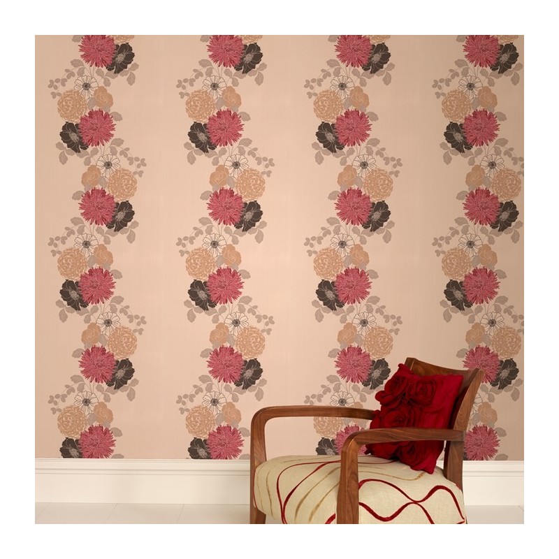 Red Cream Wallpaper, Floral Wallpaper, Adore Wallpaper Direct