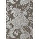 Verey Floral Damask Silver on Charcoal Grey