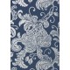 Verey Floral Damask Silver on Navy Blue