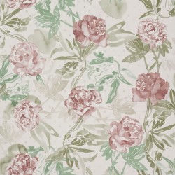 Roses Watercolour Wine Red and Green Wallpaper