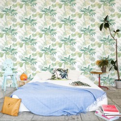 Jungle Watercolour Green Floral Wallpaper