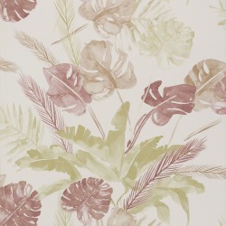 Jungle Watercolour Wine Red Floral Wallpaper