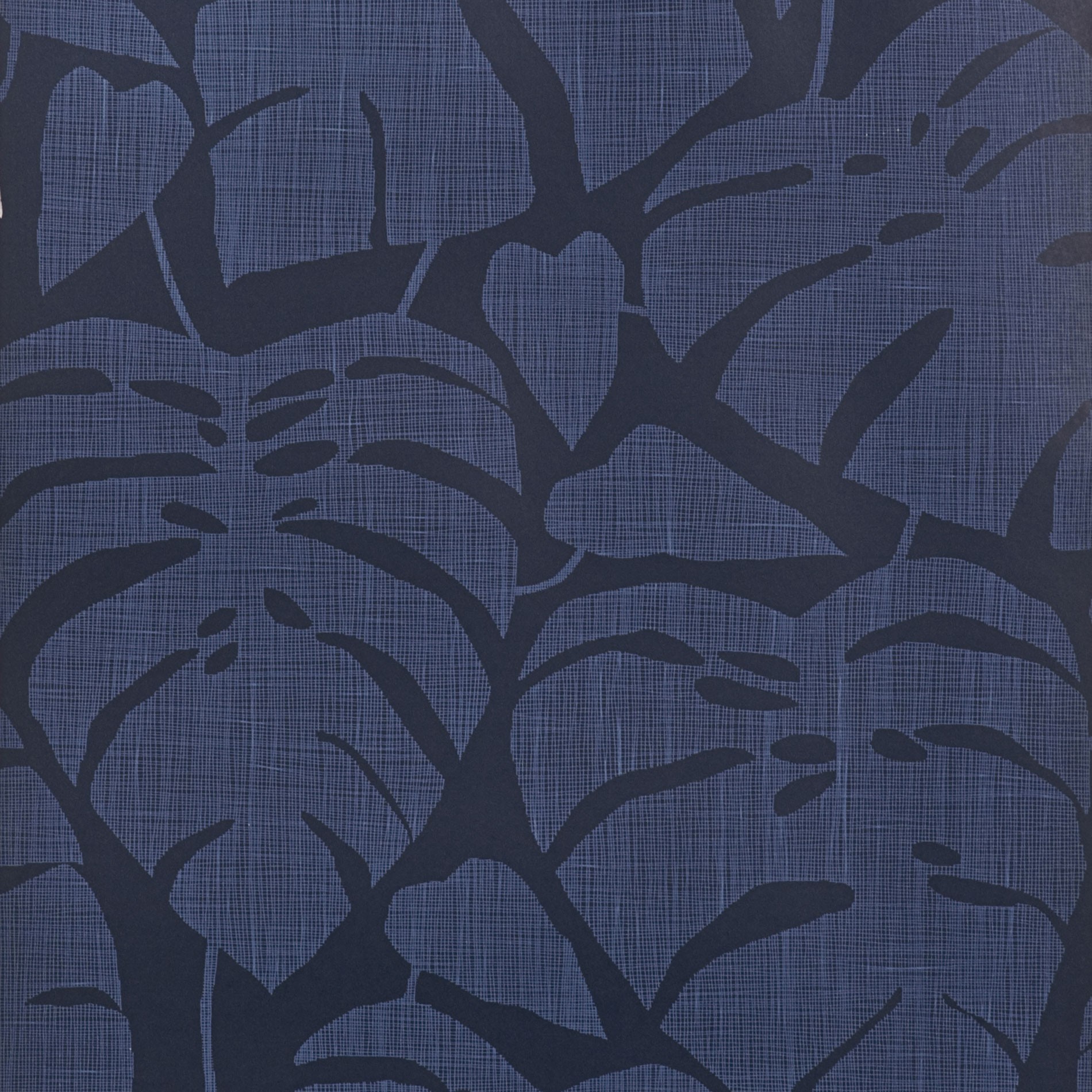 Guatemala Cobalt Navy Blue Broad Leaf Flower Wallpaper