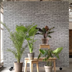 Silver Grey Brick Effect Wallpaper