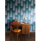 Foxglove Tiki Blue Grey Wallpaper