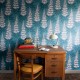 Foxglove Tiki Blue Grey Wallpaper