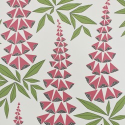 Foxglove Garden Red and Green Wallpaper