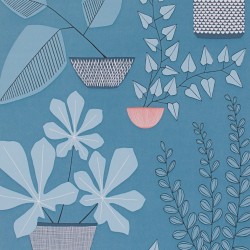 House Plants Blue Room Wallpaper