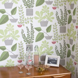 House Plants Olive Green Wallpaper