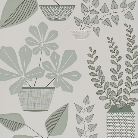 House Plants Brampton Grey Wallpaper