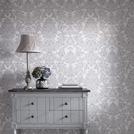 Montague Silver Grey Wallpaper