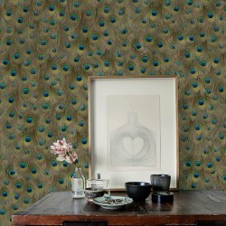 Peafowl Original Brown Wallpaper