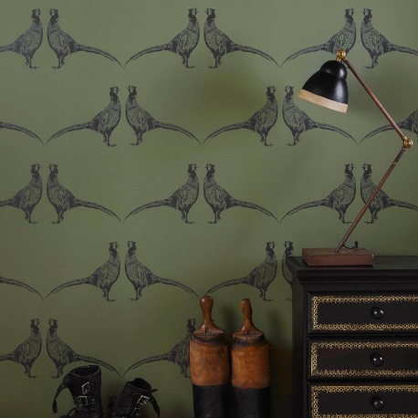 Pheasant Camo Green Wallpaper