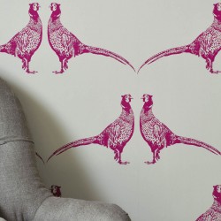 Pheasant Pink & Grey Wallpaper
