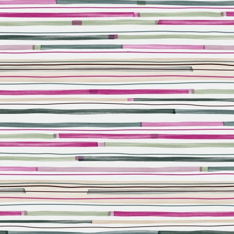 Vilber Pink and Green Striped Wallpaper