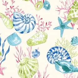 Conchas Green and Blue Sea Shell Wallpaper