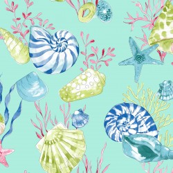 Conchas Turquoise Blue Sea Shell Wallpaper