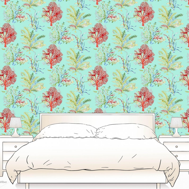 Coral And Blue Wallpaper