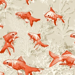 Peces Sea Life Golden Orange Wallpaper