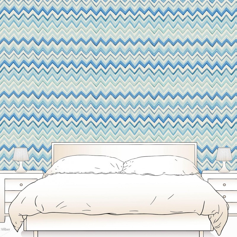 Zig Zag Multicoloured Blue Wallpaper | Zig Zag 41 W-03
