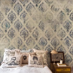 Campagne Française Blue Damask Wall Mural