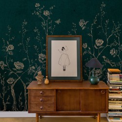 Chinoiserie Green Floral Wall Mural