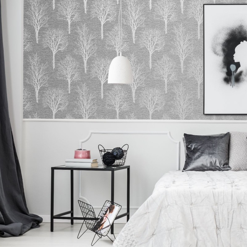 Landscape Charcoal Grey Tree Wallpaper