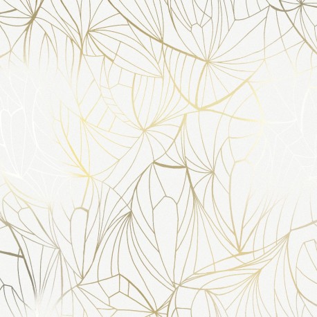 Leaf Gold & White Wallpaper