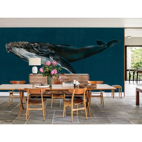 Navy Blue Whale Ocean Wall Mural