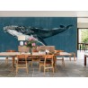 Navy Blue Whale Ocean Wall Mural
