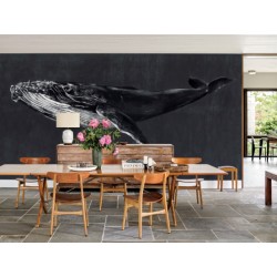 Black Whale Night Wall Mural