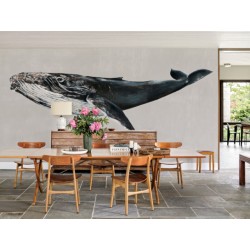 Whale Grey Wall Mural