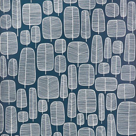 Little Trees Petroleum Blue Wallpaper