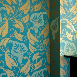 Lavinia Gold on Teal Wallpaper