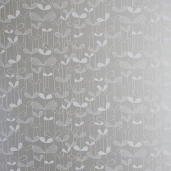 Saplings White on Silver Wallpaper