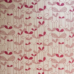 Saplings Pink on Cream Wallpaper