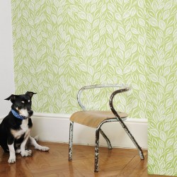 Leaves White On Absinthe Green Wallpaper