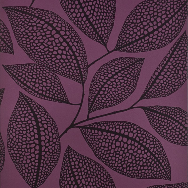 Pebble Leaf Purple Wallpaper, Missprint Pebble Leaf Purple ...