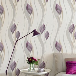 Peace Plum Purple and Cream Wallpaper