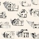 Houses Black, Grey & Cream Wallpaper