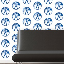 Millennium Blue on White Wallpaper