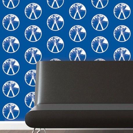 Millennium White on Blue Wallpaper