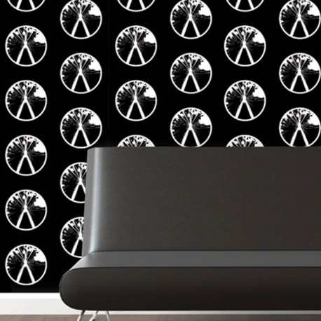 Millennium Black/White on Grey Wallpaper