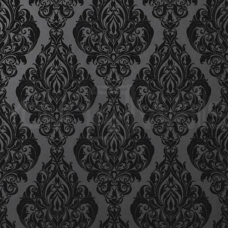 Kinky Vintage Black Flock Wallpaper | Buy Wallpaper Direct
