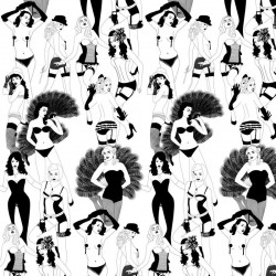 Burlesque Half-Scale Retro Wallpaper