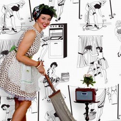 50s Housewives Full-Scale Wallpaper