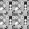 Mixed Tiles Mono Wallpaper